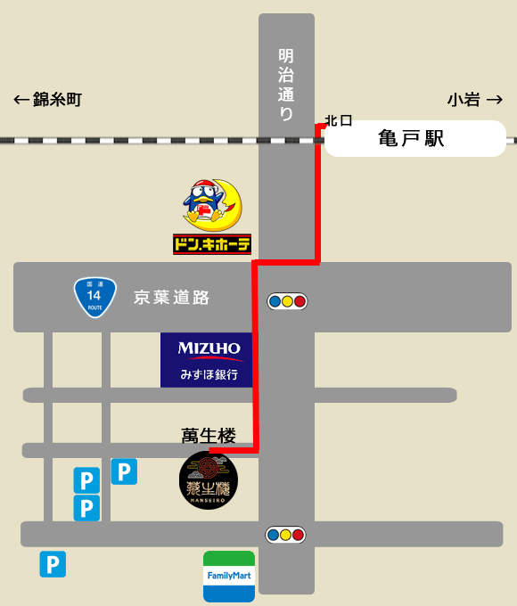 亀戸駅からの地図